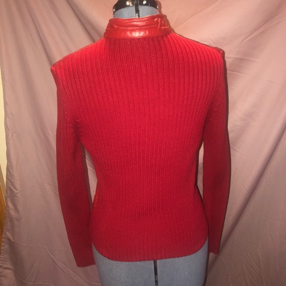 NWOT Leather Sweater moto jacket - Picture 2 of 4